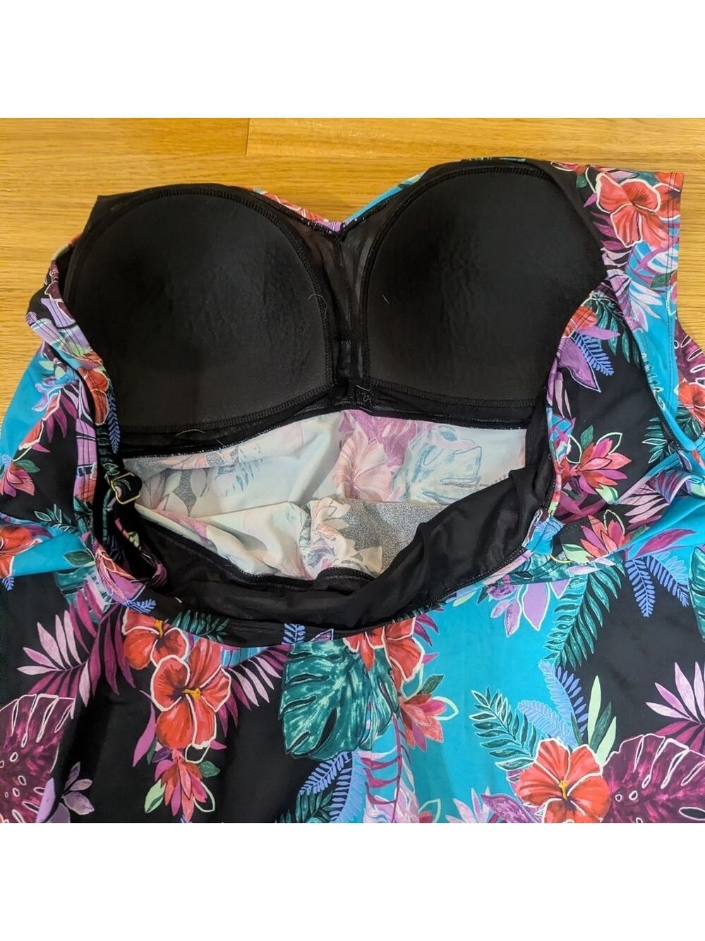 Swimsuits For All Floral V Neck Tankini Top Set Size 28 - Picture 9 of 12